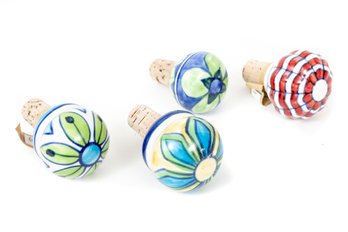 Four Ceramic Wine Bottle Stoppers