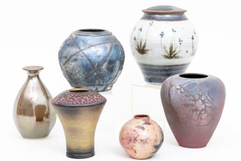 Mixed Set Of Six Studio Art Pottery Vases