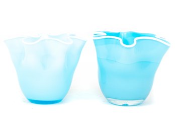 Two's Company Baby Blue Glass Vases