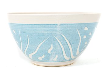 Stoneware White/Blue Art Pottery Bowl