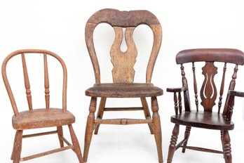 Antique Miniature Wood Chairs.