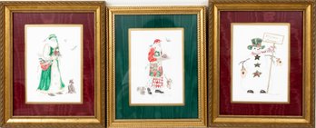 Trio Of Watercolor Christmas Paintings