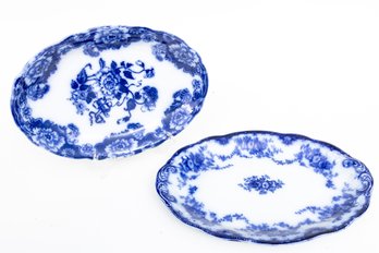 Pair Of Vintage Cambridge & Grindley Flow Blue Dishes