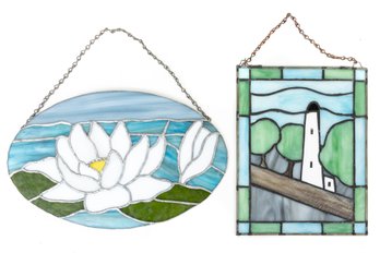 Pair Of Stained Glass Artworks