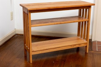 Mission Style Three-Tier Oak Shelf