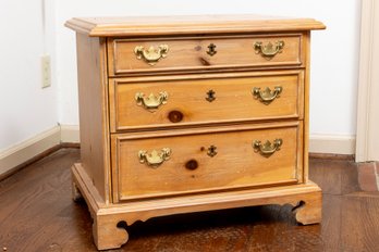 Americana Style Three Drawer Pine Wood Chest