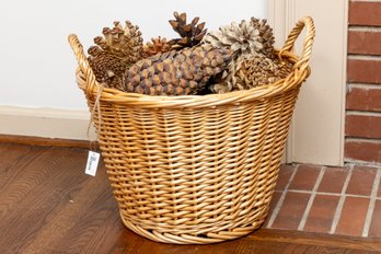 Basket Of Oversized Pine Cones