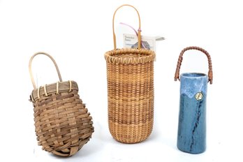 Wicker & Porcelain Utensil Holders