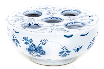 Mottahedeh Delft-style Flower Frog Bowl