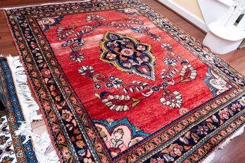 Hand-Knotted Floral Wool Rug