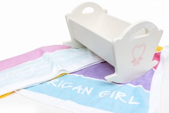 Six American Girl Towels And Cradle (group 12)