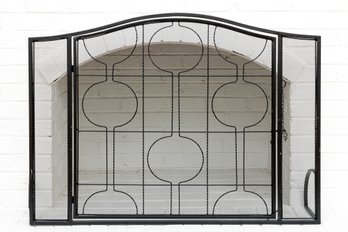 Iron Mesh Fireplace Screen With Locking Door