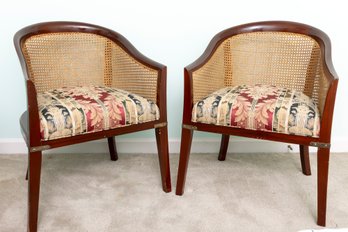 Colombian Camacho Roldan Mid-Century Cane Back Tub Chairs