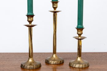 Three Tier Solid Brass Candlesticks