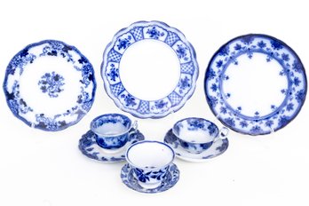 Mixed Collection Of Flow Blue Dishes