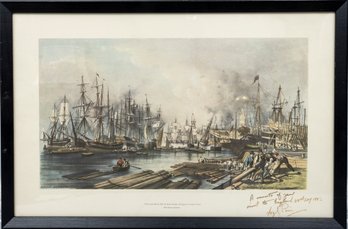 Shipbuilding At Limehouse 1840 By William Parrott Lithograph Print