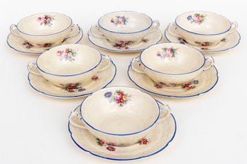 Vintage 'Lady Diana' Coalport England Soup Bowls & Saucers