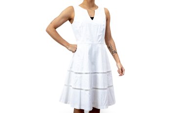 Nine West White Cotton Fit & Flare Dress Size 4