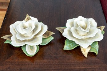 Evergreen Gardenia Ceramic Candle Holders