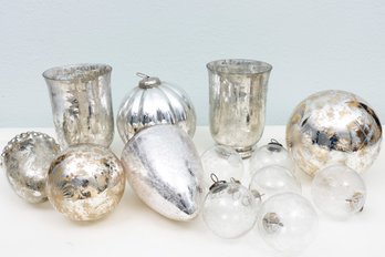 Mercury & Frosted Glass Ornaments/Decor