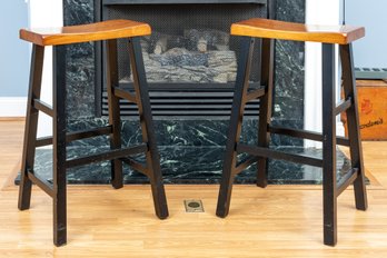 Two Saddle Seat Counter Stools