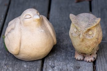 Stone Owl & Bird Sculptures