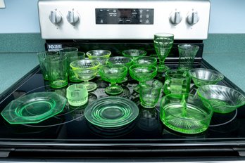 Mixed Vintage Green Glassware