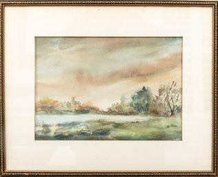 Signed Vintage Watercolor Landscape Print