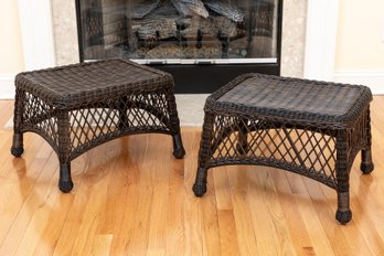 Outdoor Polyethylene Wicker Ottomans