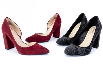 Two Pairs Of Nine West Velvet Pumps Size 7