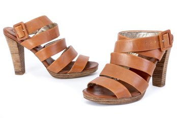 Banana Republic Leather Stacked Heel Sandals Size 6.5