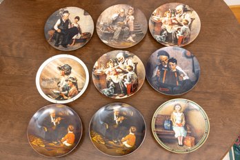 Set Of Nine Decorative Norman Rockwell Plates