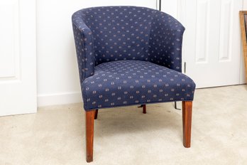 Upholstered Linen Barrel-Back Accent Chair