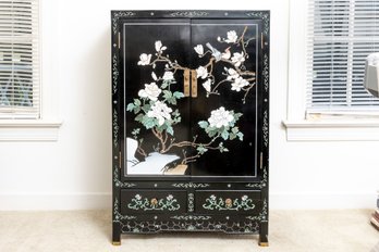 Early 20th Century Oriental Black Lacquer Cabinet