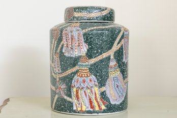 Chinese Porcelain Tassel Engraved Jar