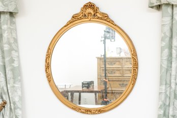 Mid-Century Baroque Glass Round Wall Mirror