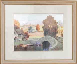 Vintage Franklin Picture Company Foil Lithograph Landscape Art