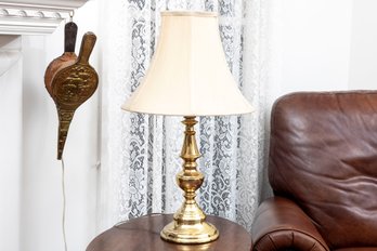 Brass Tone Metal Column Table Lamp