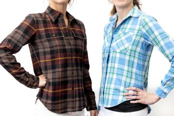 Two Lauren Ralph Lauren Plaid Shirts Size P/xS