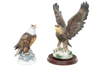 Two Ceramic Hawk Sculptures