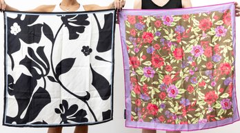 Two Silk Floral Banana Republic Silk Scarfs