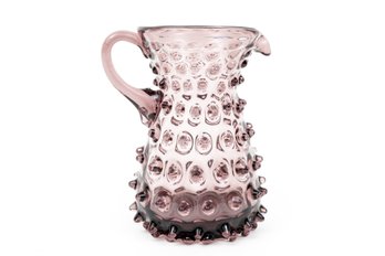 Vintage 1960 Empoli Amethyst Hobnail Glass Pitcher