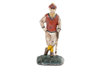 Vintage Cast Iron Victorian Men's Golfer Door Stop & Bookend