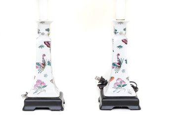 Oriental Porcelain Butterfly Table Lamps