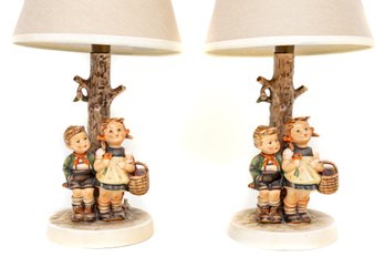 Vintage 'To Market' Hummel Porcelain Lamps