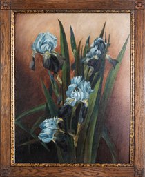 1890 'Iris Glory' Oil On Devoe Academy Board