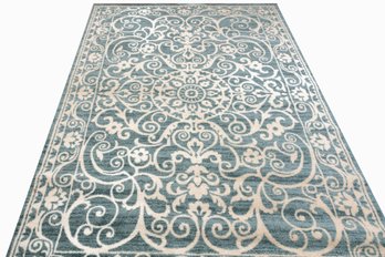 Blue/Cream Floral Area Rug