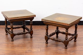 Vintage Brass-Capped Low Tables