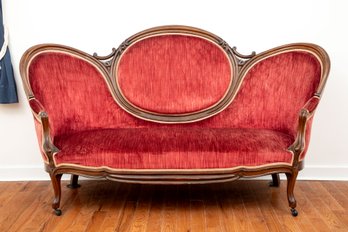 Red Antique Victorian Settee