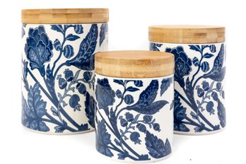 Certified International Blue Indigo Canisters